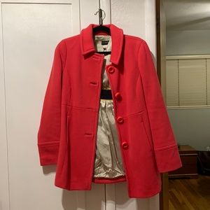 J. Crew Hot Pink Pleated Pea Coat Jacket